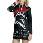 Spartan Molon Labe Print Pullover Hoodie Dress