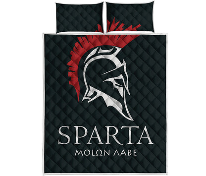 Spartan Molon Labe Print Quilt Bed Set
