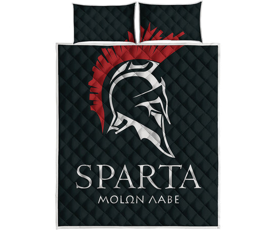 Spartan Molon Labe Print Quilt Bed Set