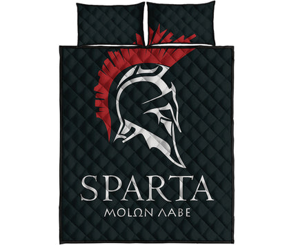 Spartan Molon Labe Print Quilt Bed Set