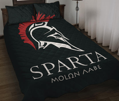 Spartan Molon Labe Print Quilt Bed Set