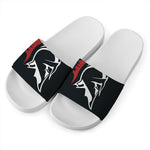 Spartan Molon Labe Print White Slide Sandals