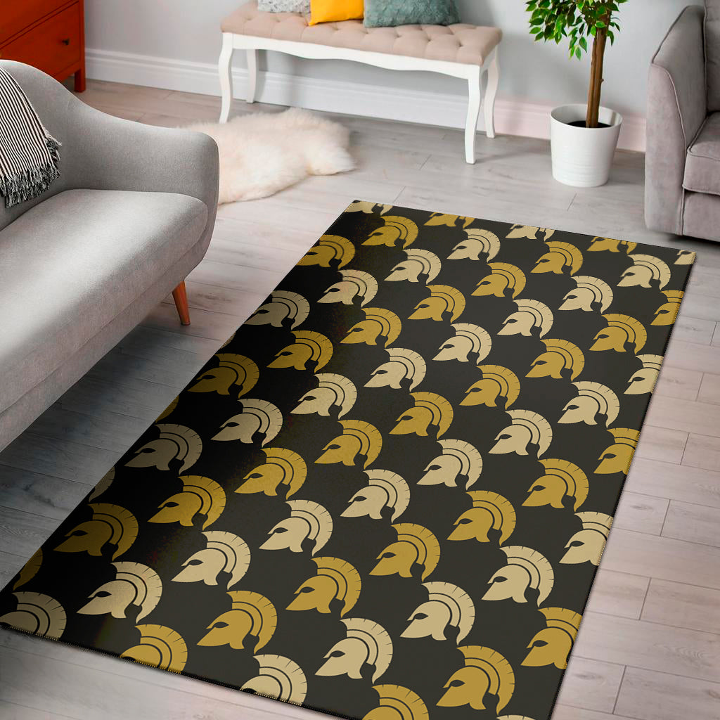 Spartan Warrior Helmet Pattern Print Area Rug