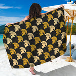 Spartan Warrior Helmet Pattern Print Beach Sarong Wrap