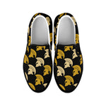 Spartan Warrior Helmet Pattern Print Black Slip On Shoes