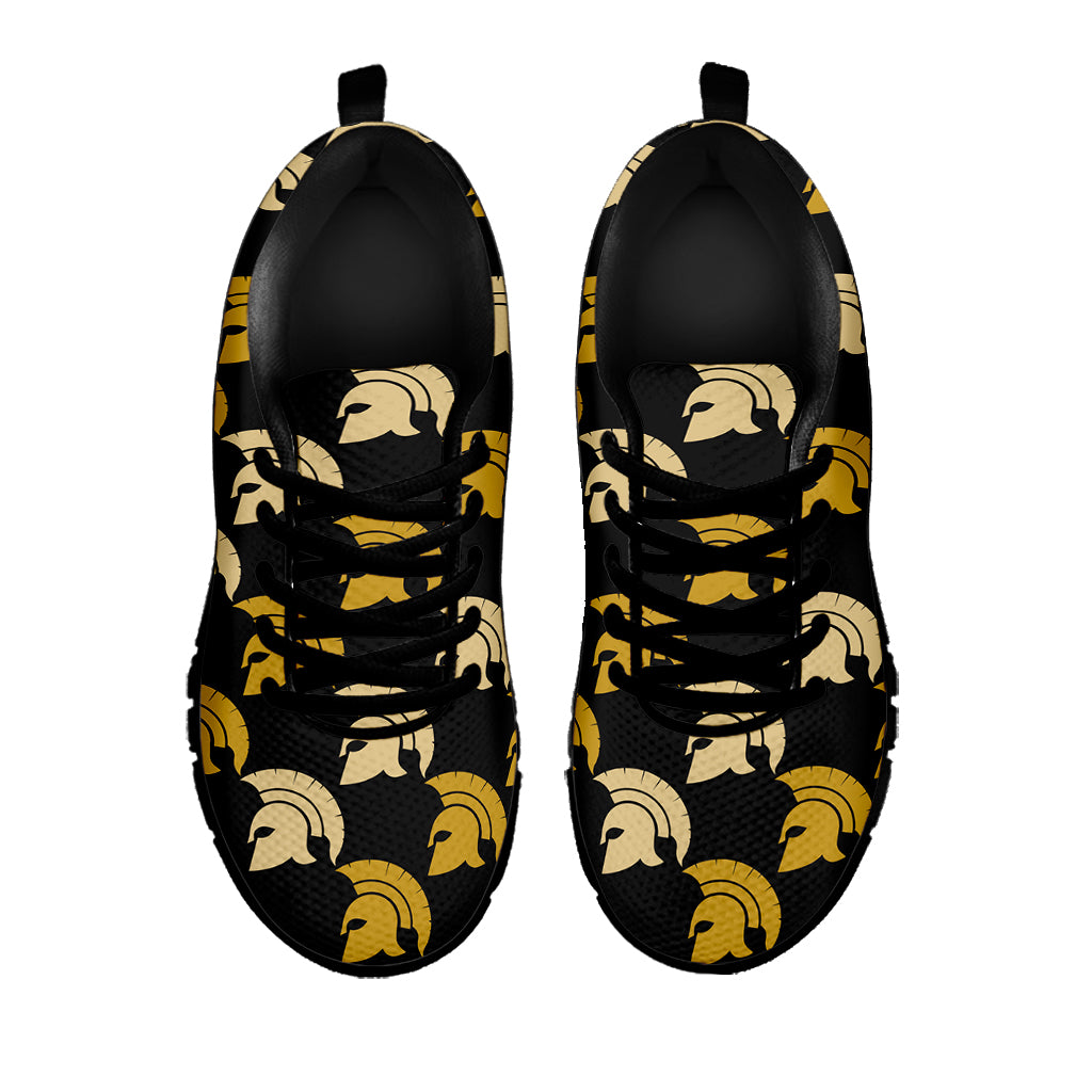 Spartan Warrior Helmet Pattern Print Black Sneakers