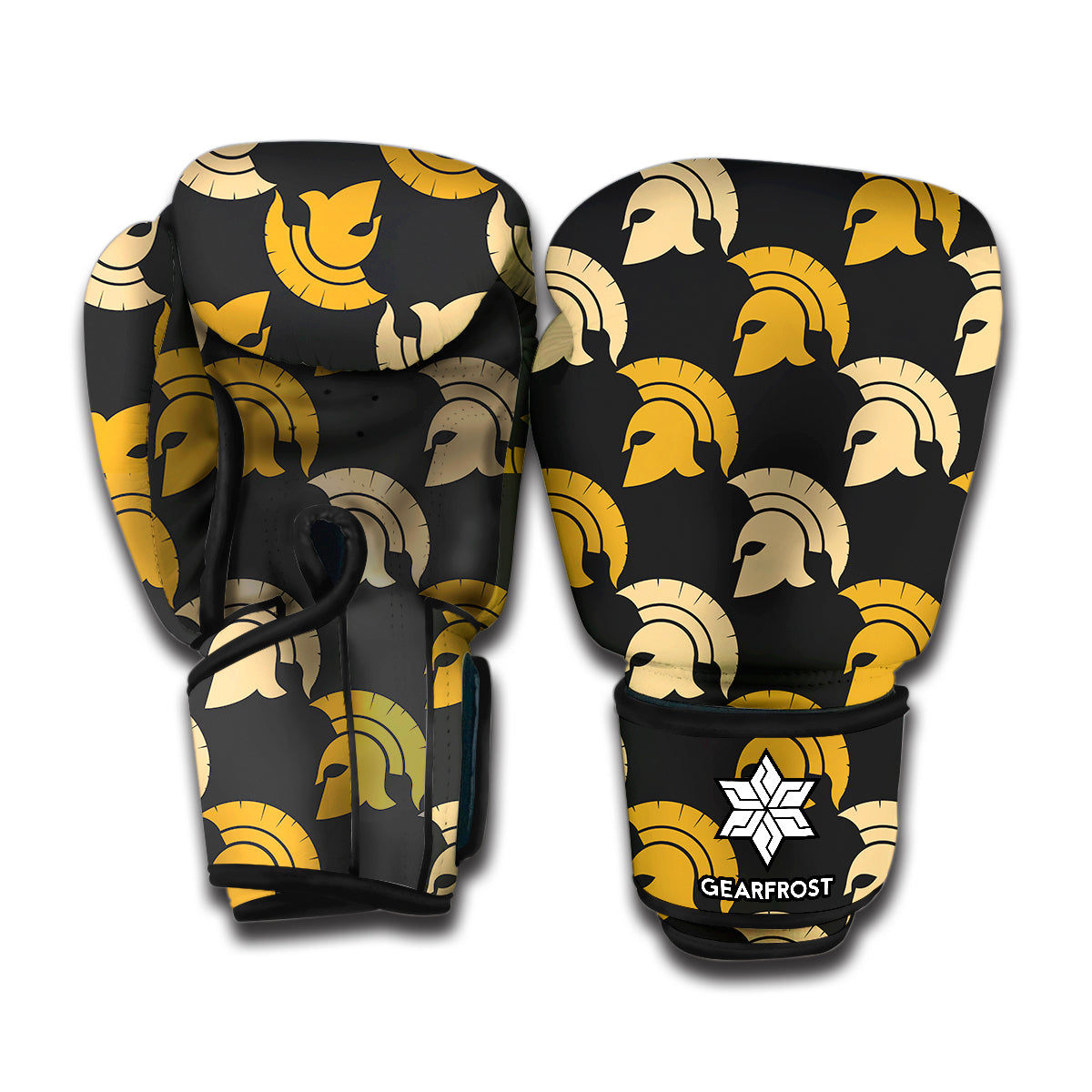 Spartan Warrior Helmet Pattern Print Boxing Gloves