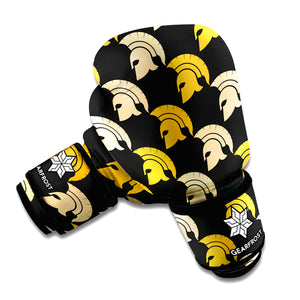 Spartan Warrior Helmet Pattern Print Boxing Gloves