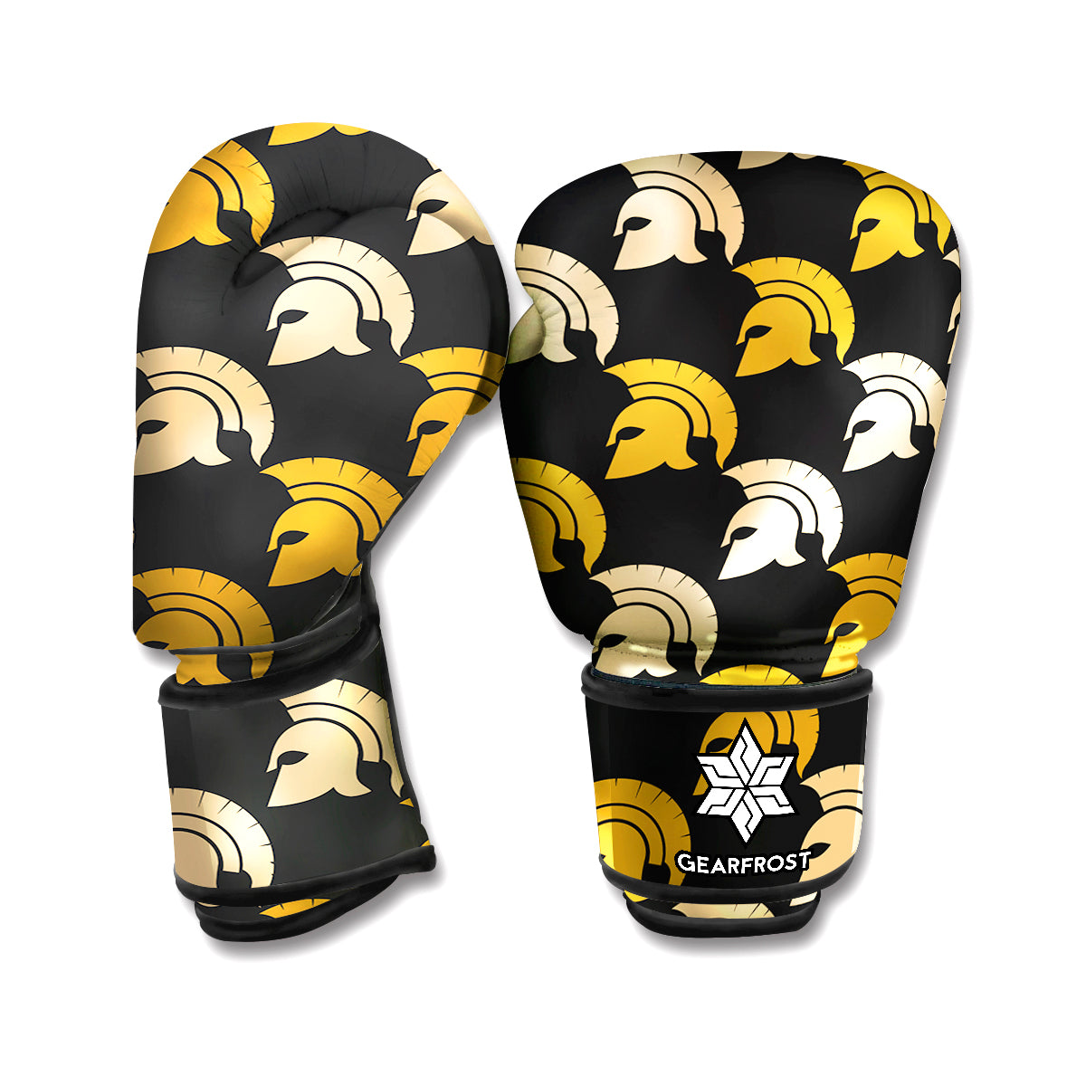 Spartan Warrior Helmet Pattern Print Boxing Gloves