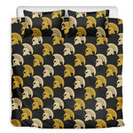 Spartan Warrior Helmet Pattern Print Duvet Cover Bedding Set