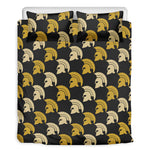 Spartan Warrior Helmet Pattern Print Duvet Cover Bedding Set