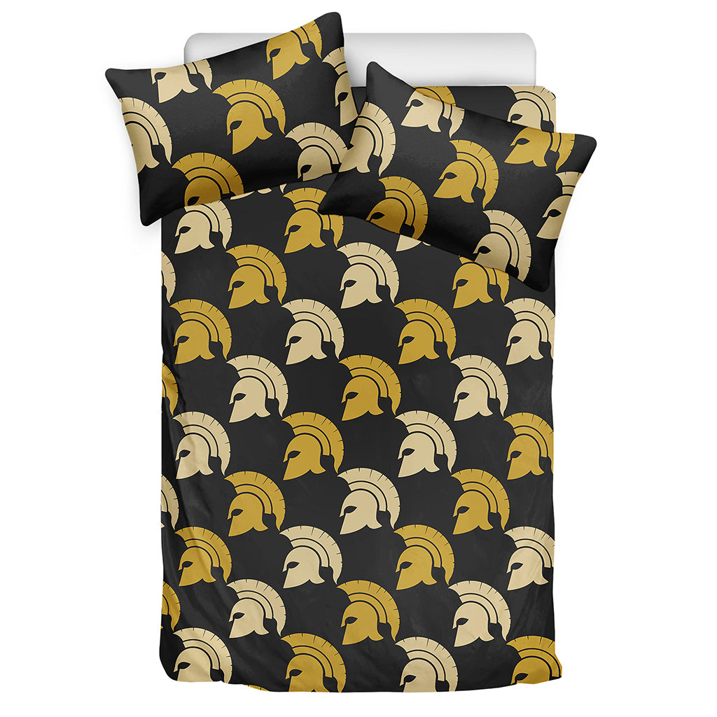 Spartan Warrior Helmet Pattern Print Duvet Cover Bedding Set