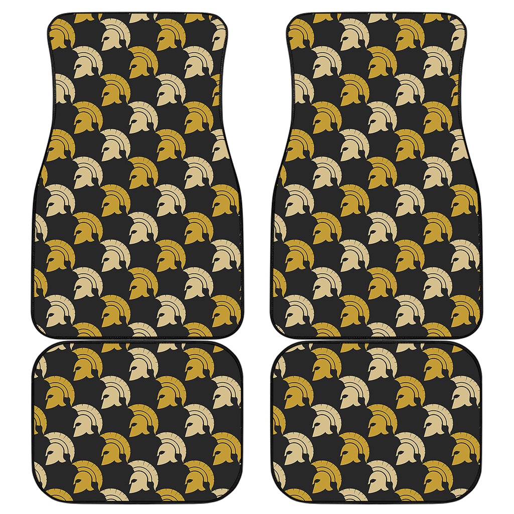 Spartan Warrior Helmet Pattern Print Front and Back Car Floor Mats