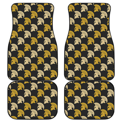 Spartan Warrior Helmet Pattern Print Front and Back Car Floor Mats