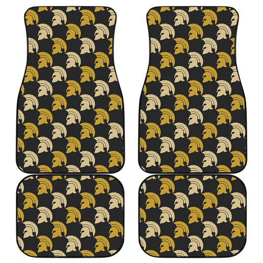 Spartan Warrior Helmet Pattern Print Front and Back Car Floor Mats