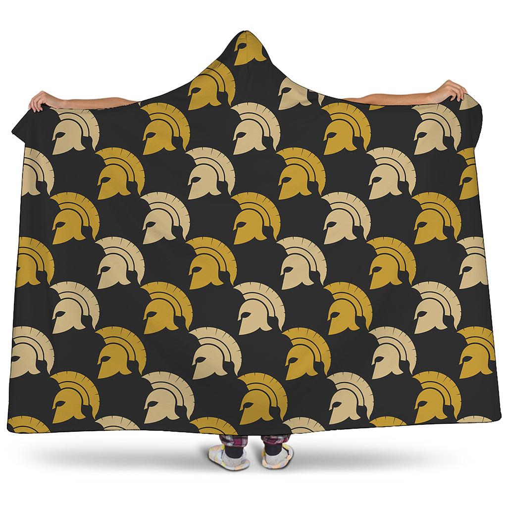 Spartan Warrior Helmet Pattern Print Hooded Blanket