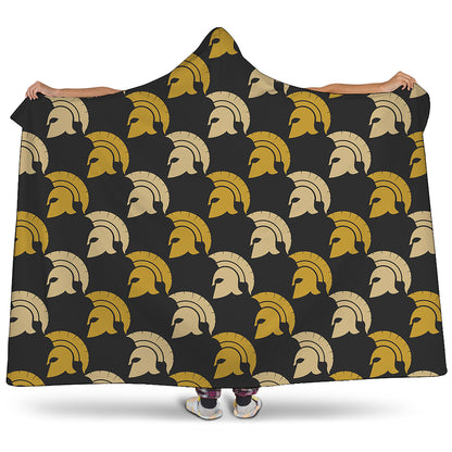 Spartan Warrior Helmet Pattern Print Hooded Blanket