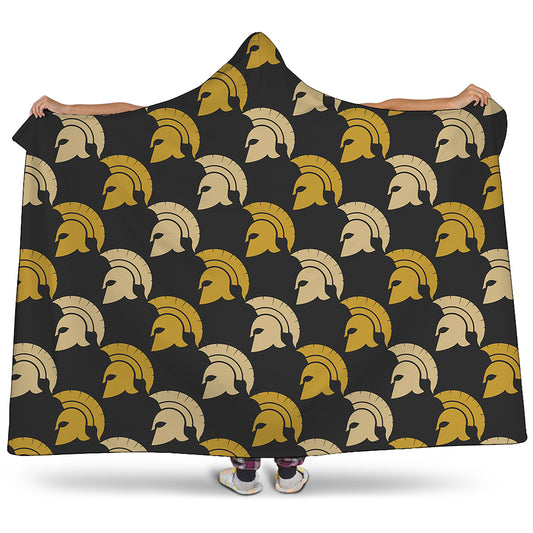 Spartan Warrior Helmet Pattern Print Hooded Blanket