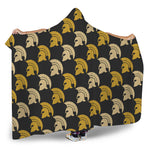 Spartan Warrior Helmet Pattern Print Hooded Blanket