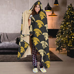 Spartan Warrior Helmet Pattern Print Hooded Blanket
