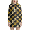 Spartan Warrior Helmet Pattern Print Pullover Hoodie Dress