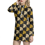 Spartan Warrior Helmet Pattern Print Hoodie Dress