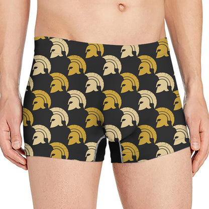 Spartan Warrior Helmet Pattern Print Men's Boxer Briefs