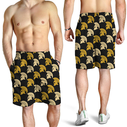 Spartan Warrior Helmet Pattern Print Men's Shorts