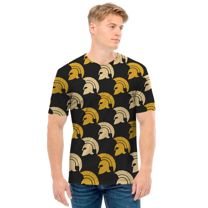 Spartan Warrior Helmet Pattern Print Men's T-Shirt