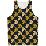 Spartan Warrior Helmet Pattern Print Men's Tank Top