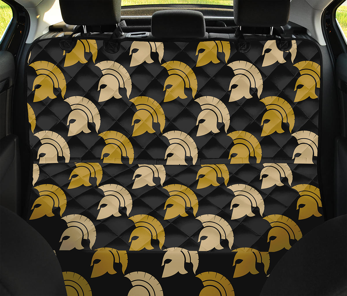 Spartan Warrior Helmet Pattern Print Pet Car Back Seat Cover