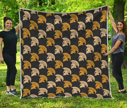 Spartan Warrior Helmet Pattern Print Quilt