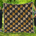 Spartan Warrior Helmet Pattern Print Quilt