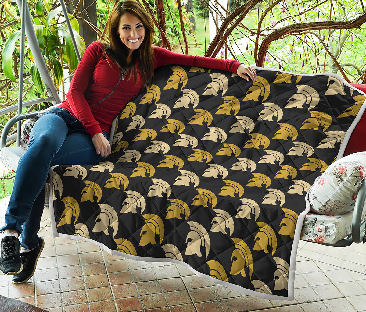 Spartan Warrior Helmet Pattern Print Quilt