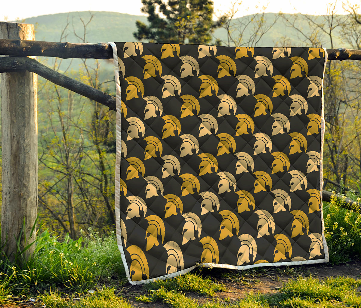 Spartan Warrior Helmet Pattern Print Quilt