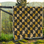 Spartan Warrior Helmet Pattern Print Quilt