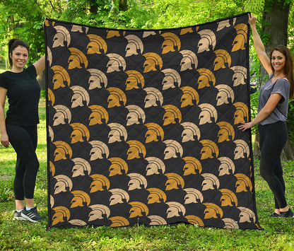 Spartan Warrior Helmet Pattern Print Quilt