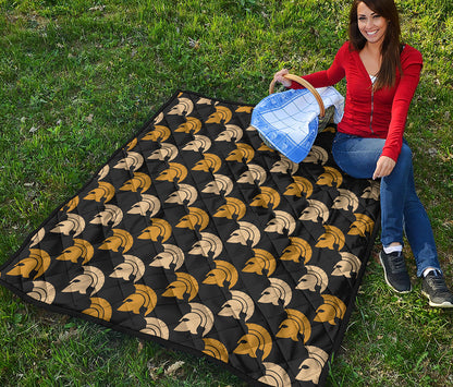 Spartan Warrior Helmet Pattern Print Quilt