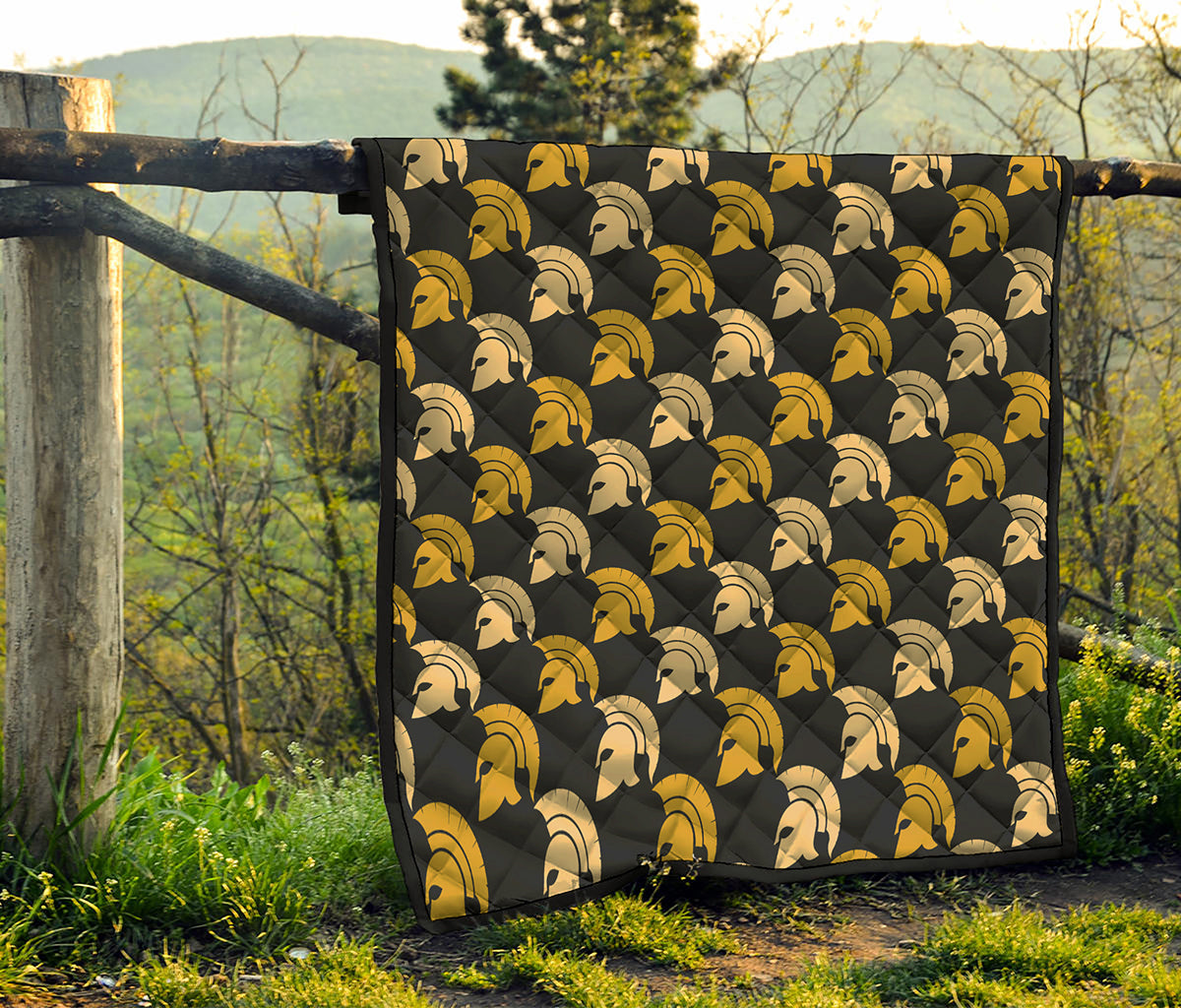 Spartan Warrior Helmet Pattern Print Quilt