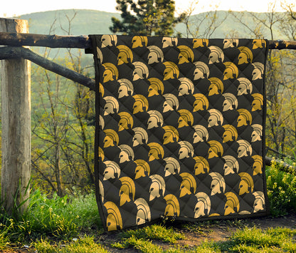 Spartan Warrior Helmet Pattern Print Quilt