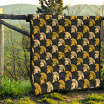 Spartan Warrior Helmet Pattern Print Quilt