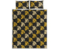 Spartan Warrior Helmet Pattern Print Quilt Bed Set