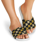 Spartan Warrior Helmet Pattern Print White Slide Sandals