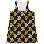 Spartan Warrior Helmet Pattern Print Women's Racerback Tank Top