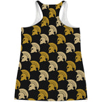 Spartan Warrior Helmet Pattern Print Women's Racerback Tank Top