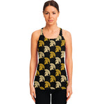 Spartan Warrior Helmet Pattern Print Women's Racerback Tank Top