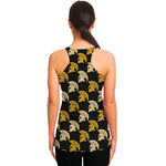 Spartan Warrior Helmet Pattern Print Women's Racerback Tank Top