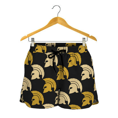 Spartan Warrior Helmet Pattern Print Women's Shorts