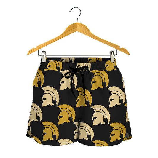 Spartan Warrior Helmet Pattern Print Women's Shorts