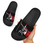 Spartan Warrior Print Black Slide Sandals
